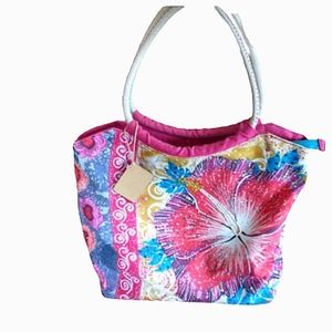 Messina Pink Floral Beach Tote